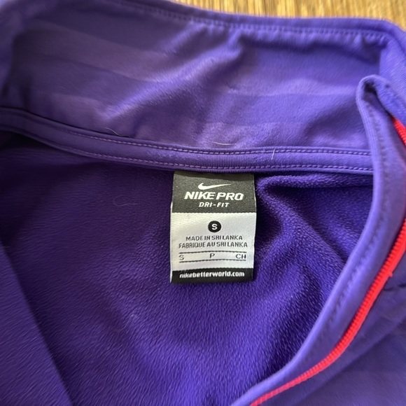 NIKE PRO DRI-FIT Purple and Neon Pink Pullover with Quarter Zip Sz Small - Picture 5 of 8